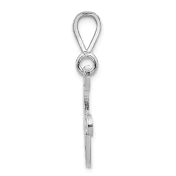 Rhodium Over 14k White Gold Solid Polished Script Filigree Textured
Letter F Initial Pendant