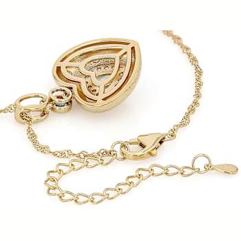 Heart Aquamarine And Blue Zircon Pendant Necklace In 18K Gold Over
Sterling Silver