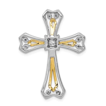 14k Yellow Gold and 14k White Gold Diamond Cross chain slide