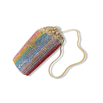 Gold Tone Multi Crystal Popcorn Clutch