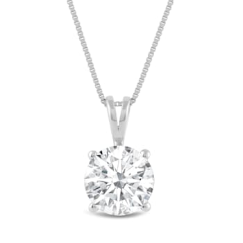 White Cubic Zirconia 14k White Gold Pendant With Chain 2.00ctw