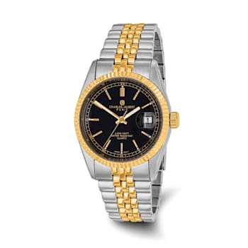 Men's Charles Hubert IP-plated Two-tone Black Dial Watch