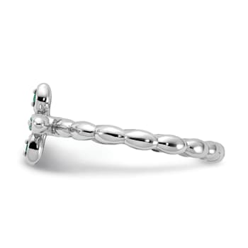 Rhodium Over Sterling Silver Stackable Expressions Cross Lab Created
Emerald Ring 0.10ctw