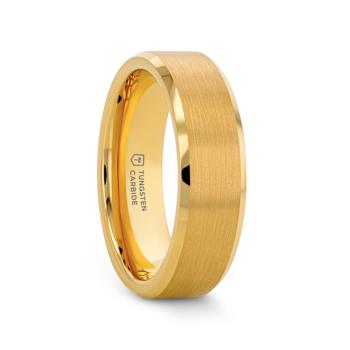 HONOR Gold-Plated Tungsten Beveled Polished Edges Flat Ring with Brushed
Center 6mm