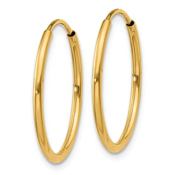 14k Yellow Gold 13/16" Endless Hoop Earrings