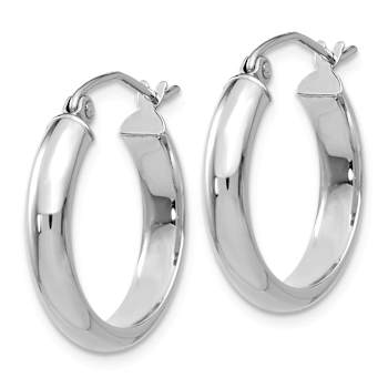 Rhodium Over 14K White Gold 13/16" Hoop Earrings