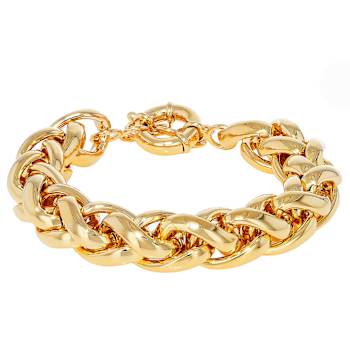 Spiga Wheat Chain Bracelet In 18K Gold Over Bronze