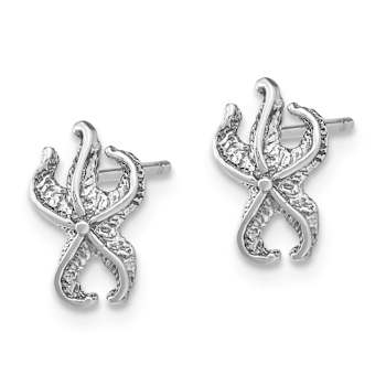 Rhodium Over 14k White Gold Starfish Stud Earrings