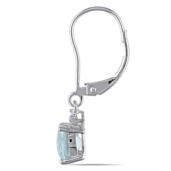 Aquamarine and Diamond 10K White Gold Earrings 1.72ctw