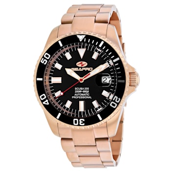 Seapro Men's Scuba 200  Black Dial, Rose Stainless Steel Watch