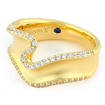 Sculptural Wave CZ Ring In 18K Gold Over Sterling Silver