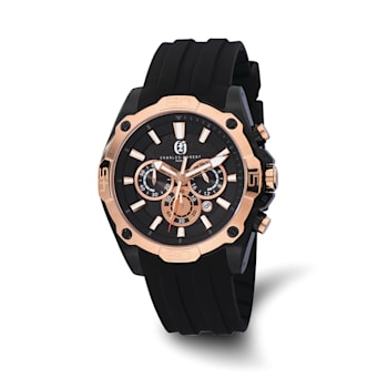 Charles Hubert Men's Stainless Steel Chronograph Black Dial Watch