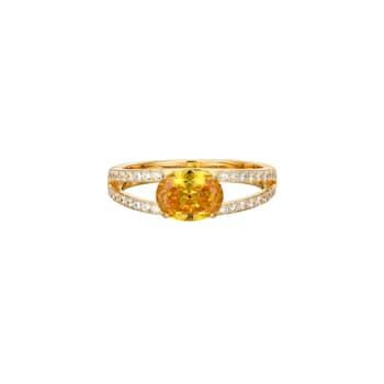 Yellow And White Cubic Zirconia 18K Gold Over Sterling Silver Ring 2.41ctw