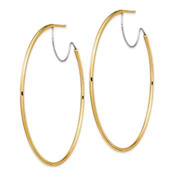 14k Yellow Gold and 14k White Gold 2 3/16" Large Diamond-Cut
Polished Hoop Earrings