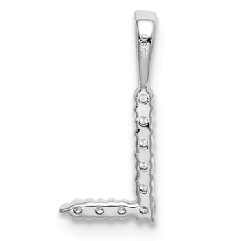 Rhodium Over 14K White Gold Lab Grown Diamond Letter L Initial Pendant