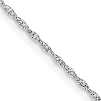 Rhodium Over 14k White Gold 0.6mm Solid Cable 13 Inch Chain