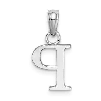 Rhodium Over 14k White Gold Polished Block Letter P Initial Pendant