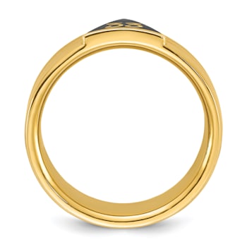 10K Yellow Gold Men's Polished with Black Enamel 33rd Degree Masonic Ring