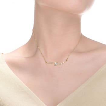 Lab-Created Moissanite, 14k Yellow Gold Plated over Sterling Silver Bar
Necklace, 0.30ctw