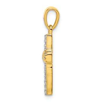 14K Yellow Gold 1/6ct. Diamond Latin Cross Pendant