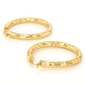 Mirror Faceted Hoop Earrings In 18K Gold Over Bronze