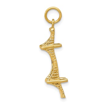 14k Yellow Gold Textured Mackinac Bridge Charm Pendant