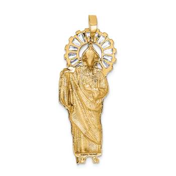 14K Two-tone Gold  Cubic Zirconia Diamond-Cut Saint Jude Pendant