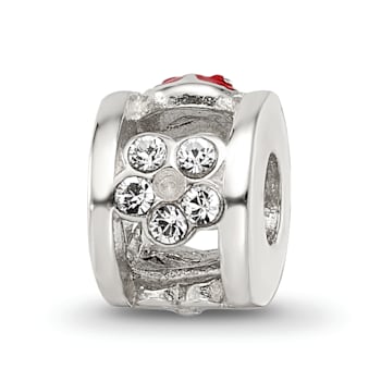 Sterling Silver Enamel Preciosa Crystal Ladybug Bead