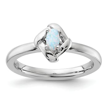Sterling Silver Stackable Expressions Lab Created Opal Ring 0.09ctw