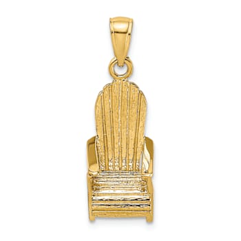 14k Yellow Gold 3D Textured Beach Chair Charm