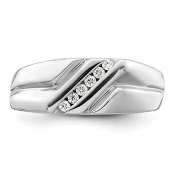 Rhodium Over 14K White Gold Lab Grown Diamond Men's Ring