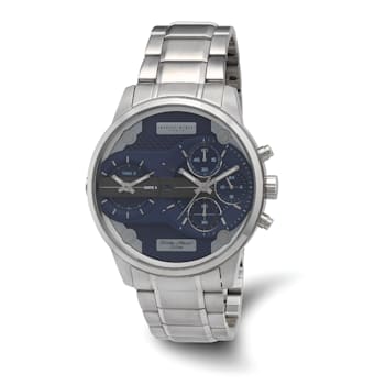 Charles Hubert Stainless Chronograph Dual Time Blue Dial Watch