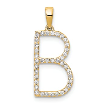 14K Yellow Gold Diamond Letter B Initial Pendant