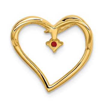 14k Yellow Gold Polished Ruby Heart Chain Slide Pendant