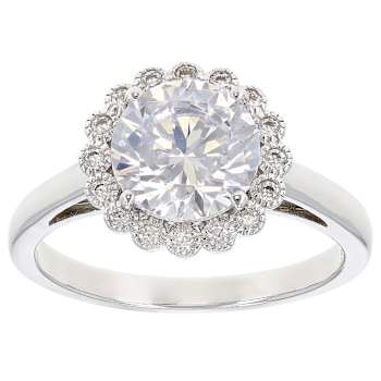 Round CZ Solitaire Statement Ring In Sterling Silver