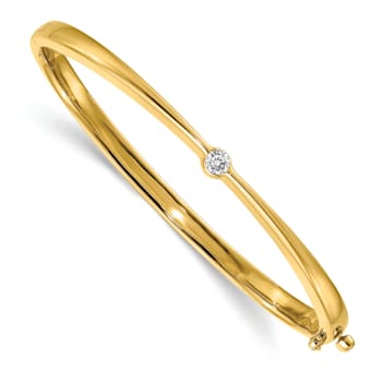 14k Yellow Gold 4mm I1/G-H Diamond Hinged Bangle 0.25ctw