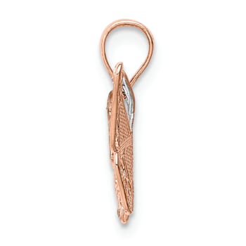 14K Two-tone Gold  Diamond-Cut Butterfly Pendant