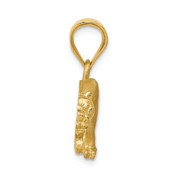14k Yellow Gold Satin and Diamond-Cut Panther Pendant