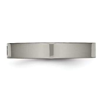 White Cubic Zirconia Titanium 4mm Men's Band Ring