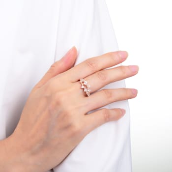 White Sapphire 14K Rose Gold Over Sterling Silver Cluster Ring