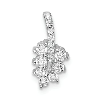 Rhodium Over 14K White Gold Lab Grown Diamond SI1/SI2, G H I, Small Leaf
Chain Slide 0.25ctw