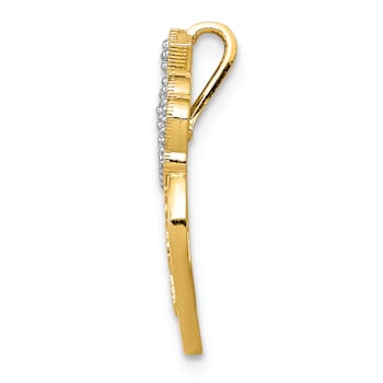 14K Two-tone Gold  Textured Daddy's Little Girl Heart Slide Pendant