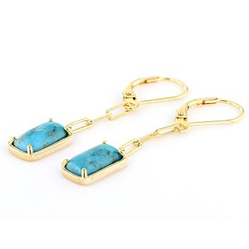 Turquoise Square Cushion Earrings In 18K Gold Over Sterling Silver