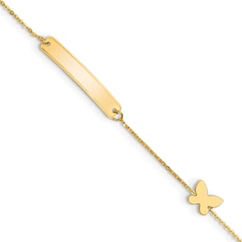 14K Yellow Gold Polished 5.5-inch Butterfly ID Bracelet