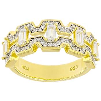 Cocktail Ring With CZ In 18K Gold Over Sterling Silver