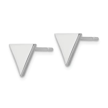 Rhodium Over 14k White Gold 8mm Triangle Stud Earrings