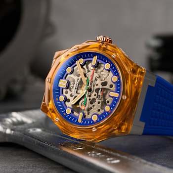 Dominatore Del Mare Ravello Blue Dial Orange Bezel Blue Stainless Steel
Band Automatic Watch