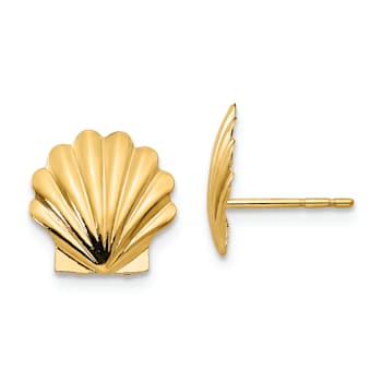 14K Yellow Gold Shell Post Earrings