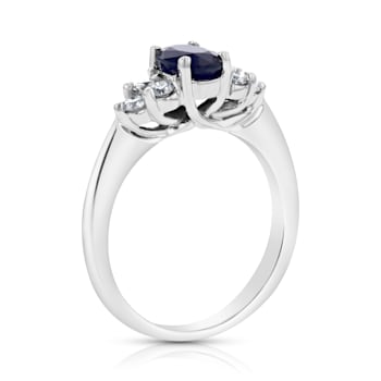 1.10ctw Sapphire and Diamond Ring in 14k White Gold