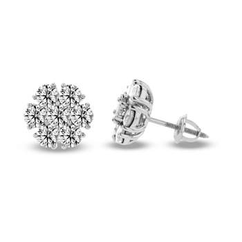 1.00ctw Lab Grown Diamond Cluster Earrings in 14k White Gold
